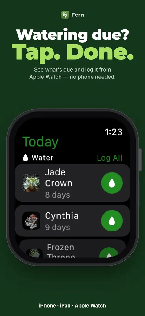 Watering due? Tap. Done.